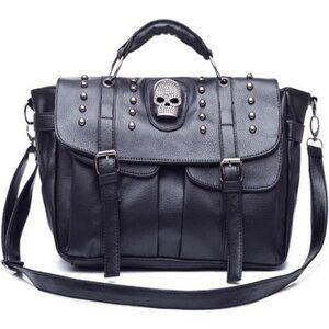 Fivelove Women Top Handle Shoulder Bag Personality Rivet Satchel Tote Middle